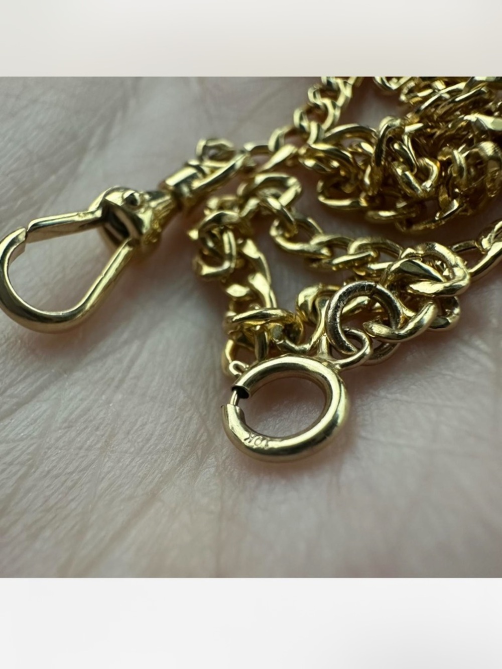 Vintage 9k yellow solid gold Albert dog clip curb watch chain necklace - Picture 6 of 6